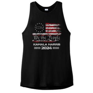 Kamala Harris 2024 Us Flag Democratic President Ladies PosiCharge Tri-Blend Wicking Tank