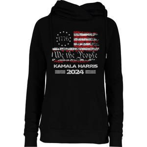 Kamala Harris 2024 Us Flag Democratic President Womens Funnel Neck Pullover Hood