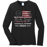 Kamala Harris 2024 Us Flag Democratic President Ladies Long Sleeve Shirt