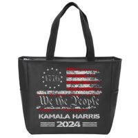 Kamala Harris 2024 Us Flag Democratic President Zip Tote Bag