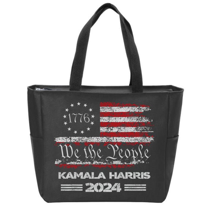 Kamala Harris 2024 Us Flag Democratic President Zip Tote Bag