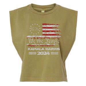 Kamala Harris 2024 Us Flag Democratic President Garment-Dyed Women's Muscle Tee