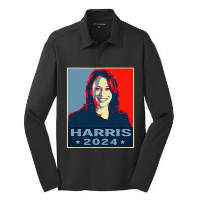 Kamala Harris 2024 President America Vote Democrats Silk Touch Performance Long Sleeve Polo