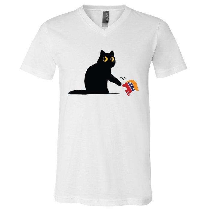 Kamala Harris 2024 Victory Black Cat Vs Elephant Trump V-Neck T-Shirt