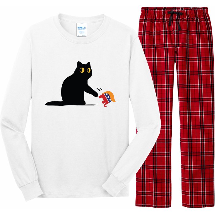 Kamala Harris 2024 Victory Black Cat Vs Elephant Trump Long Sleeve Pajama Set