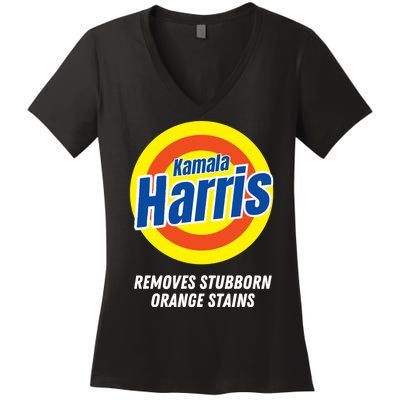 Kamala Harris 2024 Removes Stubborn Orange Stains Humorous Women's V-Neck T-Shirt