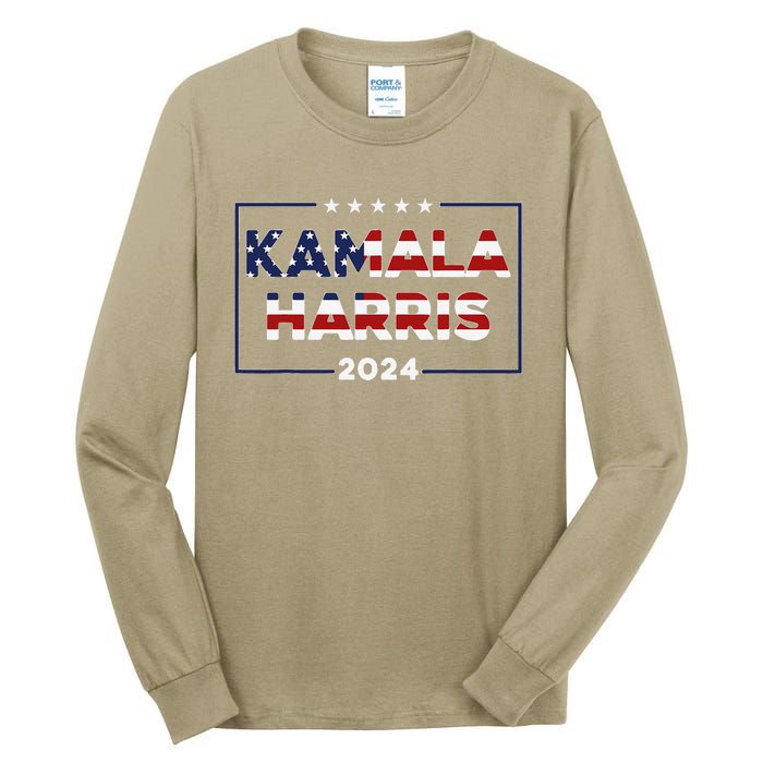 Kamala Harris 2024 Us Flag Vintage Election President 2024 Tall Long Sleeve T-Shirt