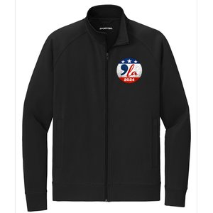 Kamala Harris 2024 For President Comma La Retro Style Stretch Full-Zip Cadet Jacket