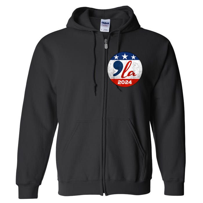 Kamala Harris 2024 For President Comma La Retro Style Full Zip Hoodie