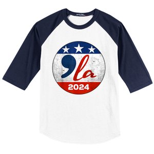 Kamala Harris 2024 For President Comma La Retro Style Baseball Sleeve Shirt