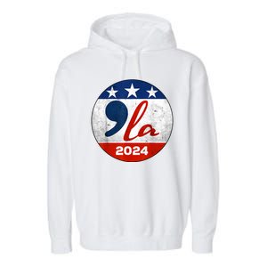 Kamala Harris 2024 For President Comma La Retro Style Garment-Dyed Fleece Hoodie