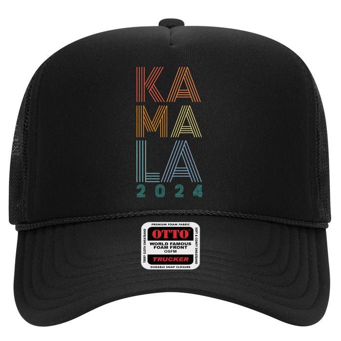 Kamala Harris 2024 Presidential Election High Crown Mesh Back Trucker Hat