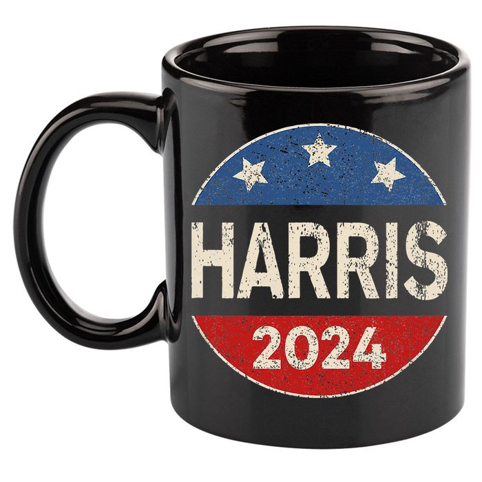 Kamala Harris 2024 For President Button Election 11oz C Handle Ceramic Mug