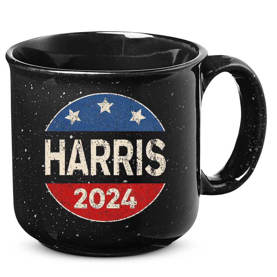Kamala Harris 2024 For President Button Election 15oz Campfire Ceramic Mug