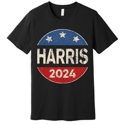 Kamala Harris 2024 For President Button Election Premium T-Shirt