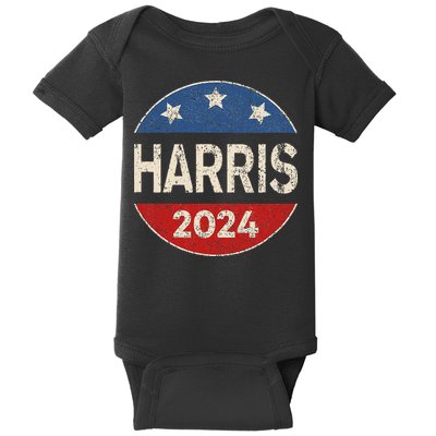 Kamala Harris 2024 For President Button Election Baby Bodysuit