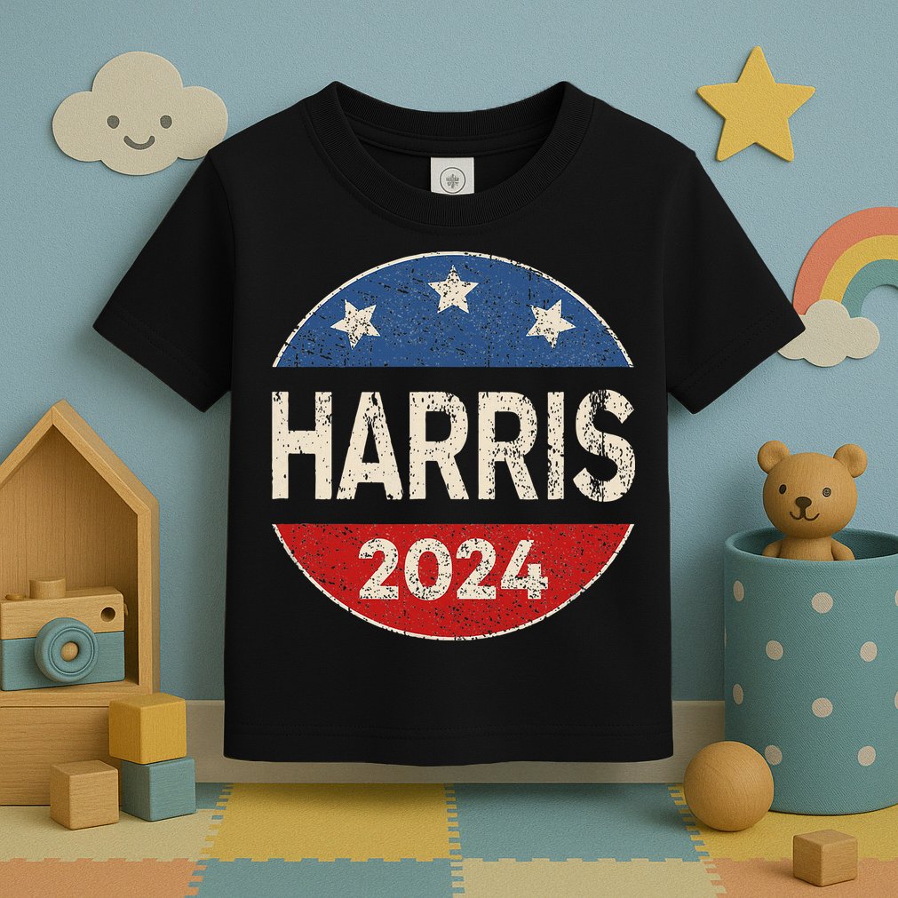 Kamala Harris 2024 For President Button Election Toddler T-Shirt