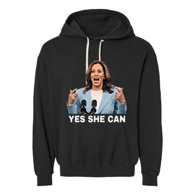 Kamala Harris 2024 President Election Kamala Yes She Can Garment-Dyed Fleece Hoodie