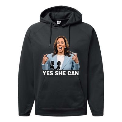 Kamala Harris 2024 President Election Kamala Yes She Can Performance Fleece Hoodie