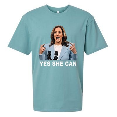 Kamala Harris 2024 President Election Kamala Yes She Can Sueded Cloud Jersey T-Shirt