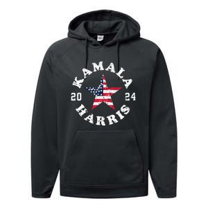 Kamala Harris 2024 President American Flag Vote Kamala Performance Fleece Hoodie