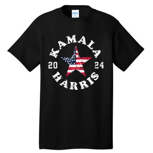 Kamala Harris 2024 President American Flag Vote Kamala Tall T-Shirt