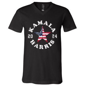 Kamala Harris 2024 President American Flag Vote Kamala V-Neck T-Shirt