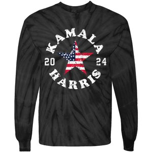 Kamala Harris 2024 President American Flag Vote Kamala Tie-Dye Long Sleeve Shirt