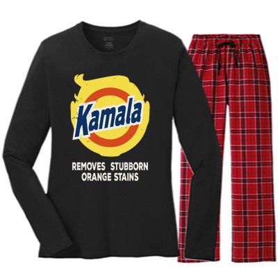 Kamala Harris 2024 Removes Stubborn Orange Stains Humorous Women's Long Sleeve Flannel Pajama Set 