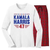 Kamala Harris 2024 Madam President Kamala Harris 47 Women's Long Sleeve Flannel Pajama Set 