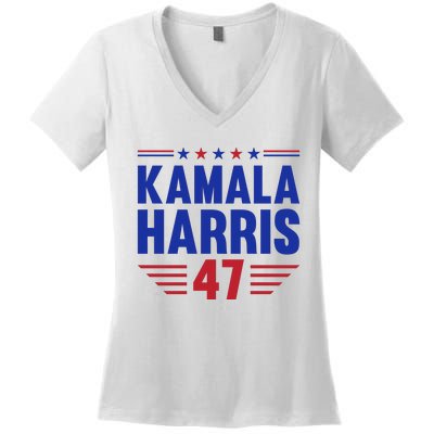 Kamala Harris 2024 Madam President Kamala Harris 47 Women's V-Neck T-Shirt