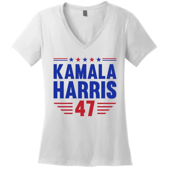 Kamala Harris 2024 Madam President Kamala Harris 47 Women's V-Neck T-Shirt