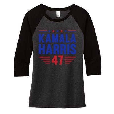 Kamala Harris 2024 Madam President Kamala Harris 47 Women's Tri-Blend 3/4-Sleeve Raglan Shirt