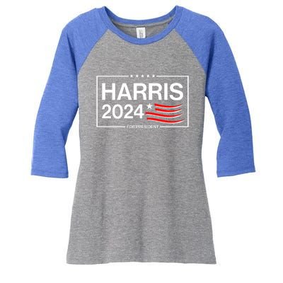 Kamala Harris 2024 For President Women's Tri-Blend 3/4-Sleeve Raglan Shirt