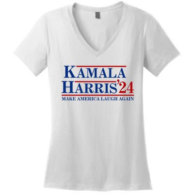 Kamala Harris 2024 Make America Laugh Again Women's V-Neck T-Shirt