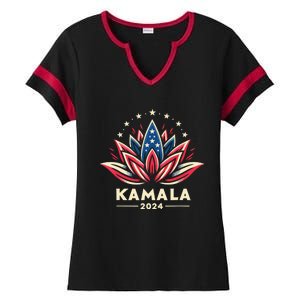 Kamala Harris 2024 Presidential Campaign American Lotus Ladies Halftime Notch Neck Tee