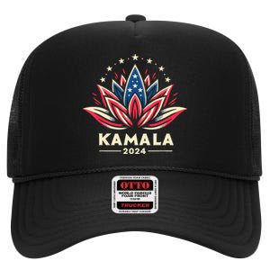 Kamala Harris 2024 Presidential Campaign American Lotus High Crown Mesh Back Trucker Hat