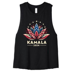 Kamala Harris 2024 Presidential Campaign American Lotus Women's Racerback Cropped Tank