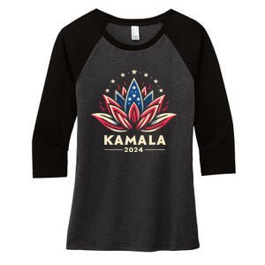 Kamala Harris 2024 Presidential Campaign American Lotus Women's Tri-Blend 3/4-Sleeve Raglan Shirt