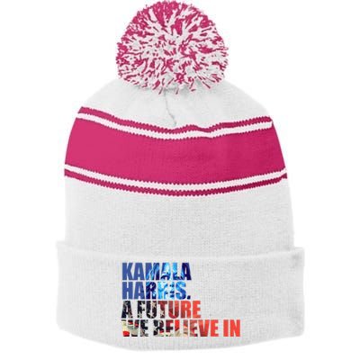 Kamala Harris 2024 Presidential Campaign Stripe Pom Pom Beanie