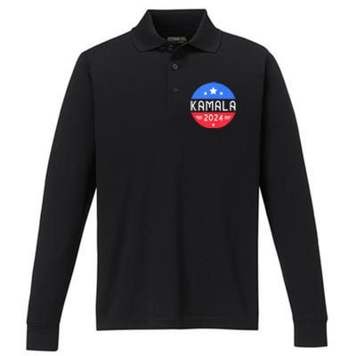 Kamala Harris 2024 For President Democrat Women Presidente Performance Long Sleeve Polo