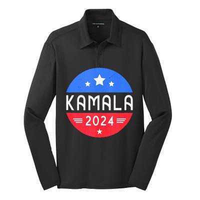 Kamala Harris 2024 For President Democrat Women Presidente Silk Touch Performance Long Sleeve Polo