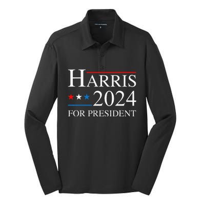 Kamala Harris 2024 For President Election Campaign Silk Touch Performance Long Sleeve Polo