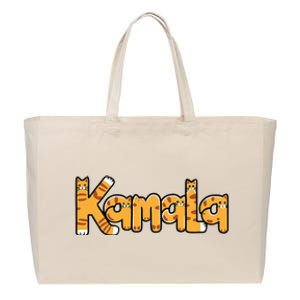 Kamala Harris 2024 President Saying Quote Women Cat Cotton Canvas Jumbo Tote