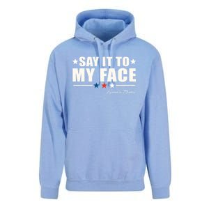 Kamala Harris 2024 Say It To My Face Debate Me Unisex Surf Hoodie