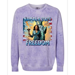 Kamala Harris 2024 For President Campaign Lady Liberty Torch Colorblast Crewneck Sweatshirt