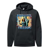 Kamala Harris 2024 For President Campaign Lady Liberty Torch Performance Fleece Hoodie