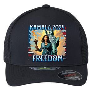 Kamala Harris 2024 For President Campaign Lady Liberty Torch Flexfit Unipanel Trucker Cap