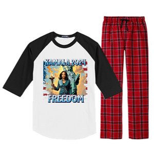 Kamala Harris 2024 For President Campaign Lady Liberty Torch Raglan Sleeve Pajama Set