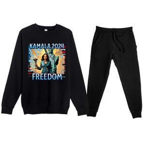 Kamala Harris 2024 For President Campaign Lady Liberty Torch Premium Crewneck Sweatsuit Set